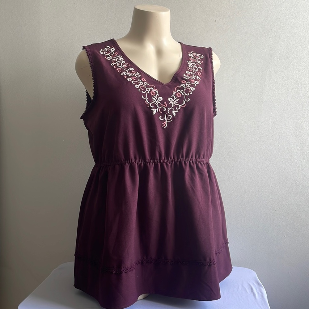 Embroidered Purple Top 1X Warehouse One